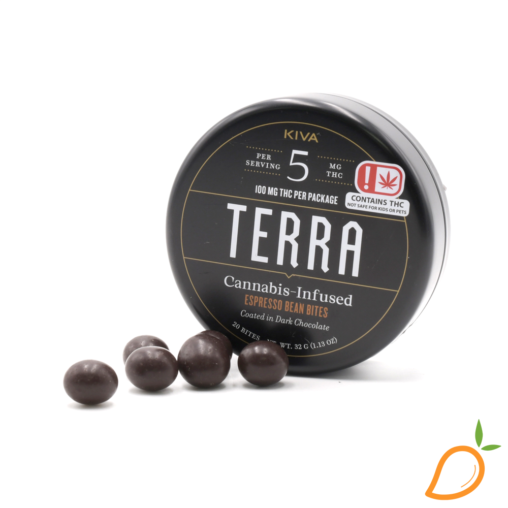 Photograph of product: 100mg Espresso Coffee Bean Bites Kiva