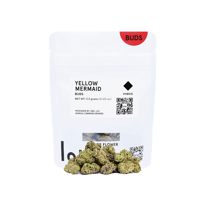 Photograph of product: Yellow Mermaid (H) - 3.5g Buds Bag - Retail