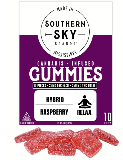 Photograph of product: Southern Sky | 250mg Raspberry Bubble au chocolat Gummys