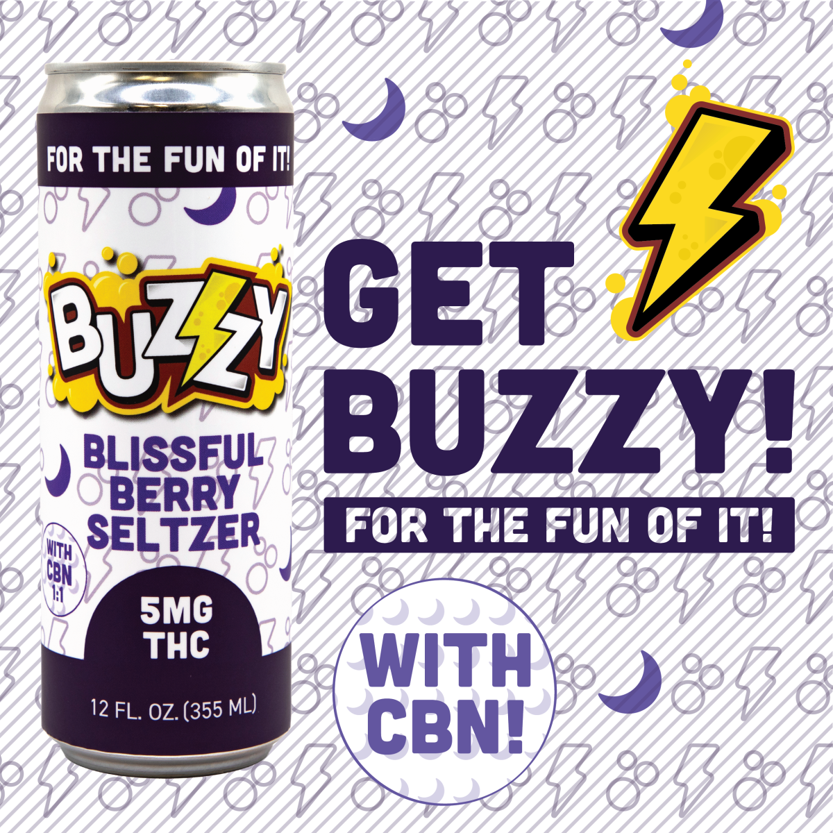 Photograph of product: Blissful Berry 1:1 (TH-oui:CBN) Seltzer | 5mg/12oz