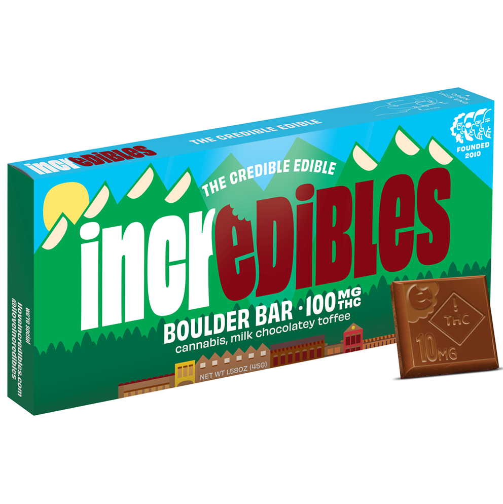 Photograph of product: Incredibles Boulder Bar Chocolate Bar 100mg (H)