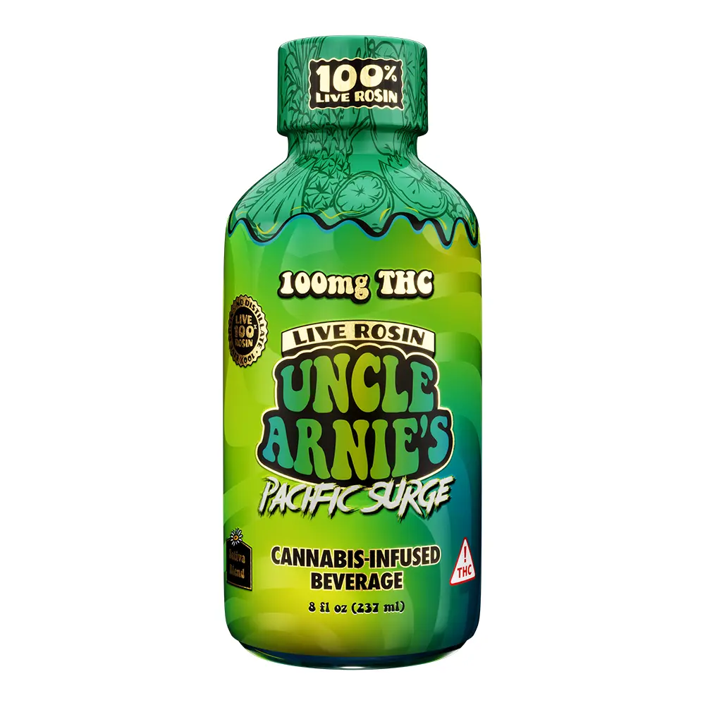 Photograph of product: Uncle Arnie's Pacific Surge (H) Live Rosin Beverage 100mg 8oz