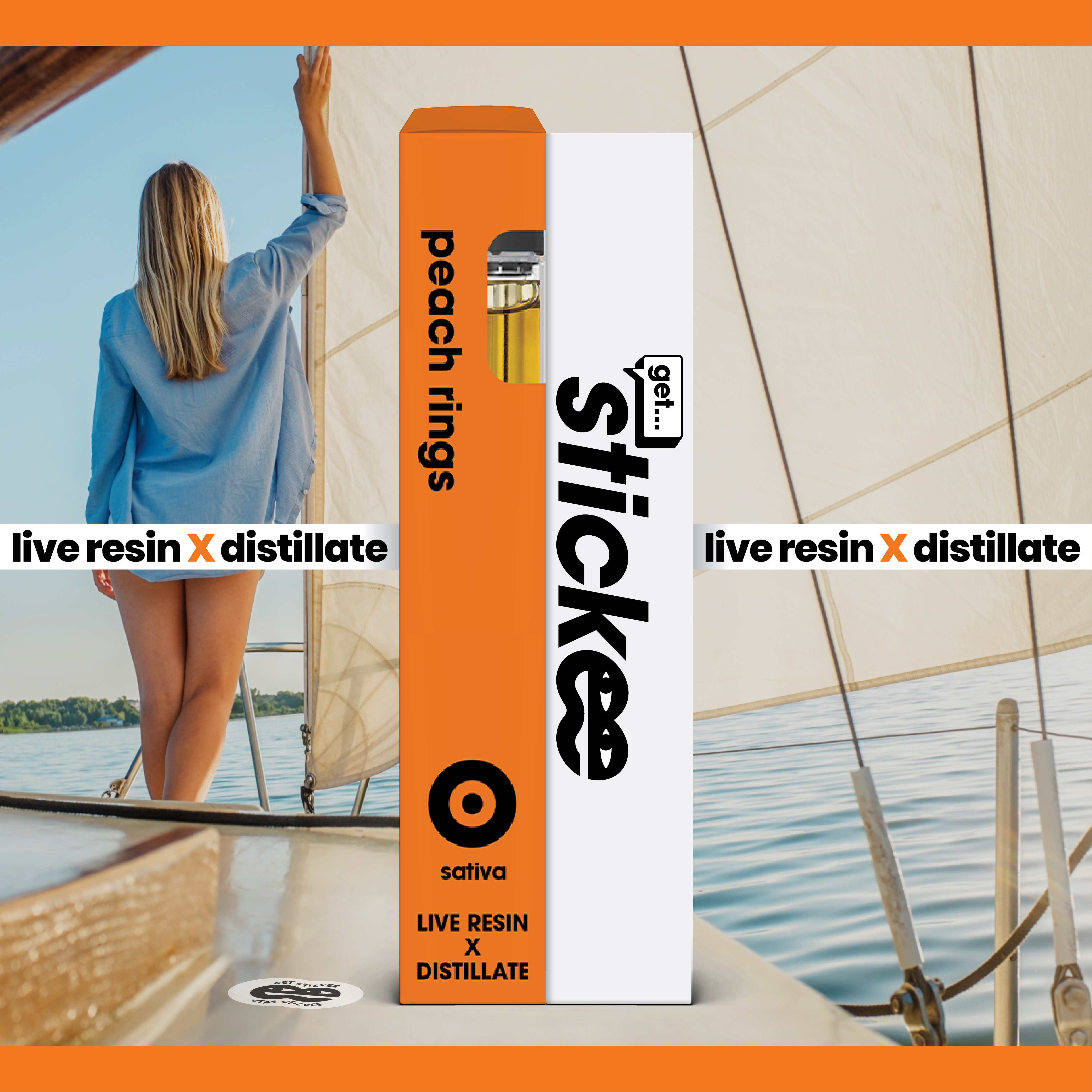 Photograph of product: STICKEE | Peach Ringz | 1G | Live Resin Disposable
