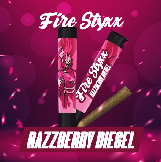 Photograph of product: Fire Styxx Infused Pre-Roll Razzberry Diesel