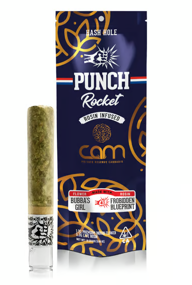 Photograph of product: Punch - Bubba's Girl x Forbidden Blueprint - Indica - Rocket Infused Preroll - 1.6g