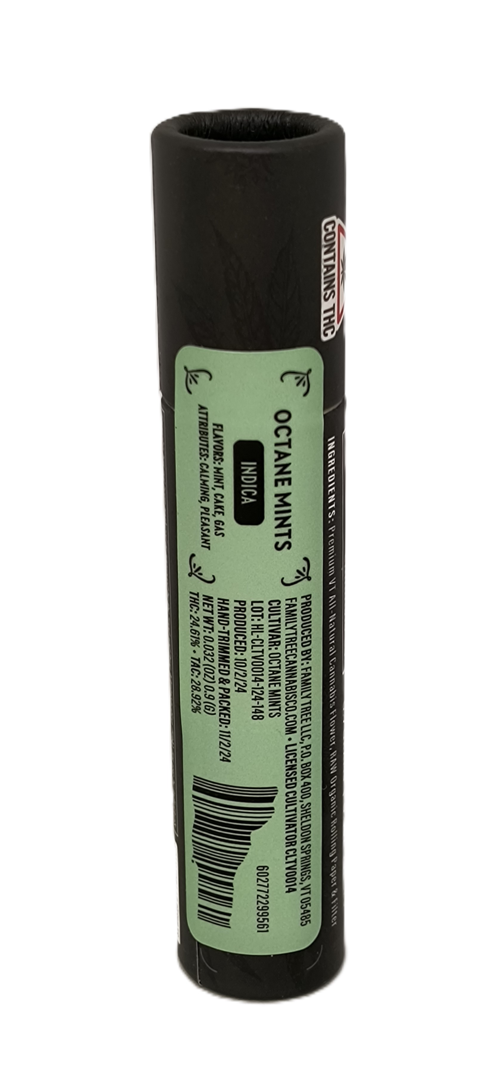 Photograph of product: Octane Mints | .9g Pre-Roll | Family Tree