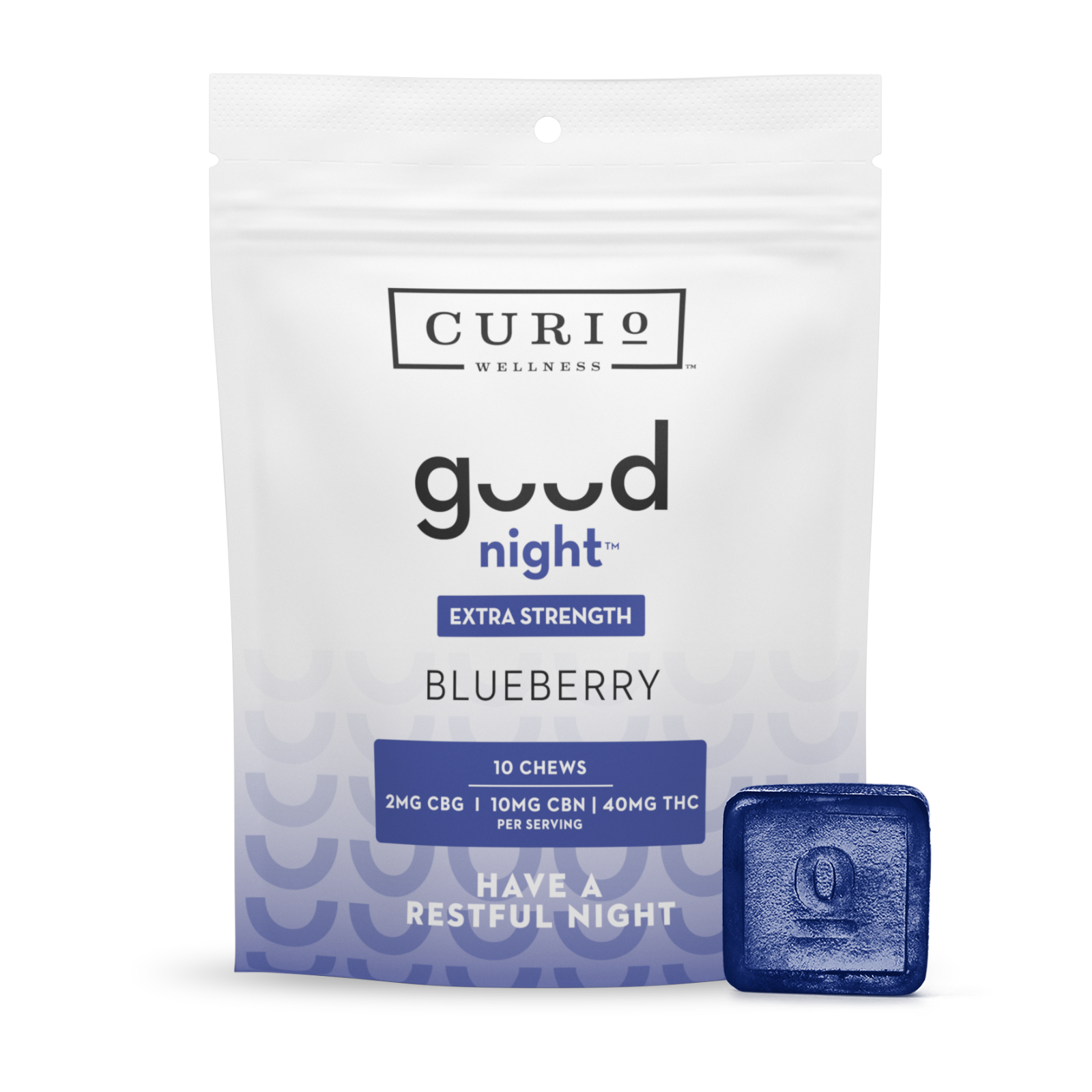 Photograph of Product: 1:5:20 CBG/CBN/THC Good Night Blueberry Extra Strength Gummies 10pk