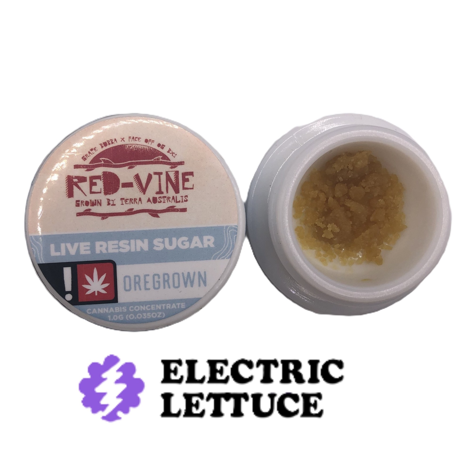 Photograph of product: Oregrown Red-Vine Live Resin Sugar 1g