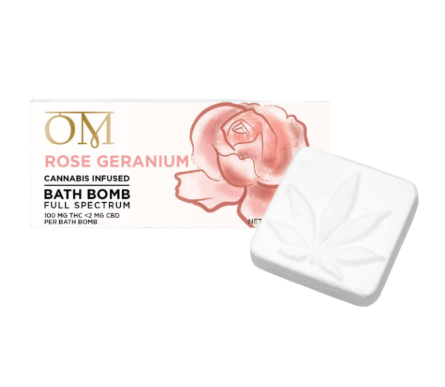 Photograph of product: Om | Rose Geranium Bath Bomb 100:2   100 Mg