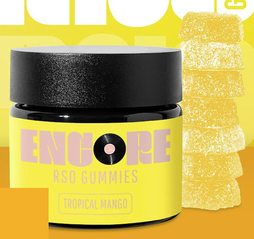 Photograph of product: Tropical Mango [RSO Oui'd] [10mg TH-oui] Gummies || Encore