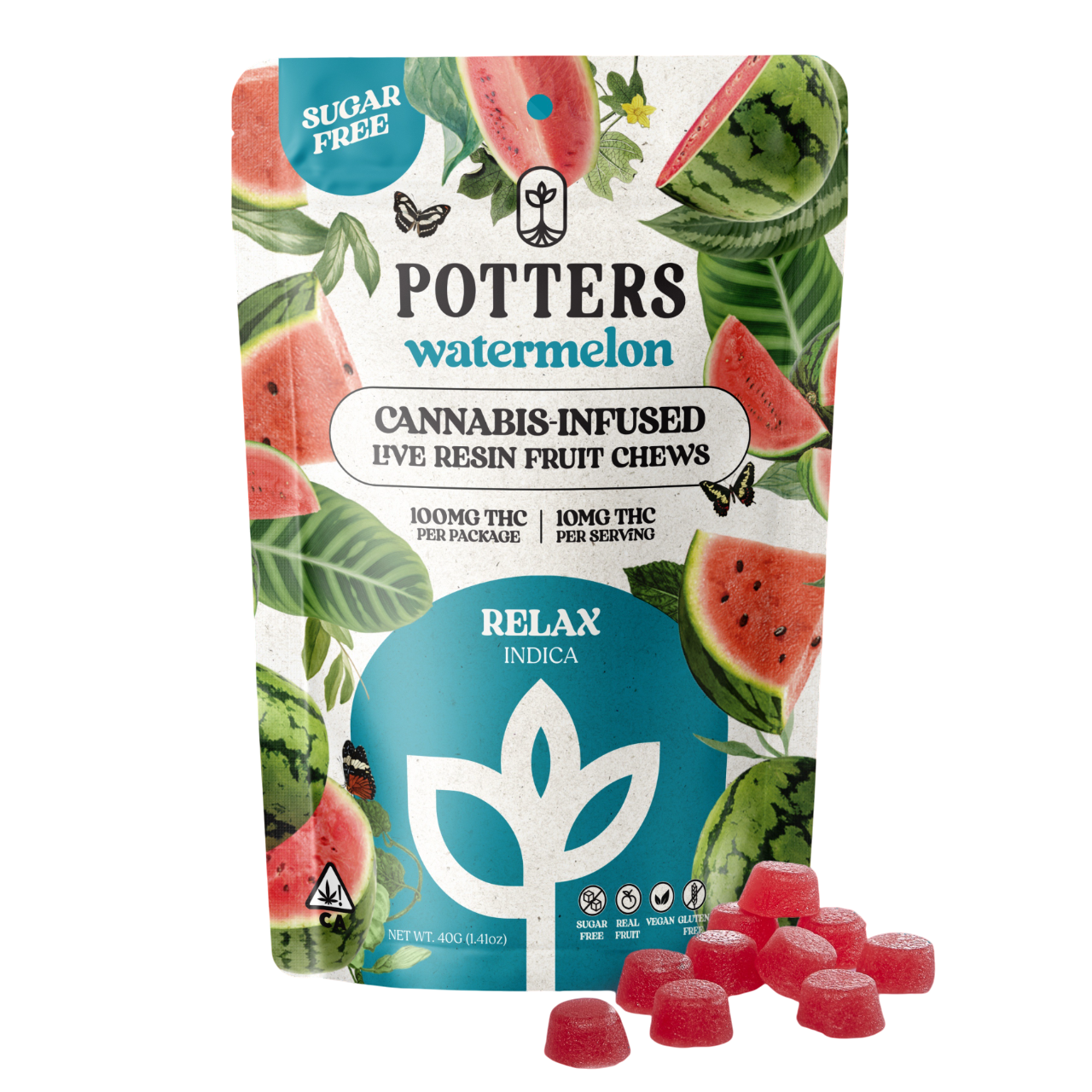 Photograph of product: WATERMELON 100MG LIVE RESIN 10 PACK FRUIT CHEWS