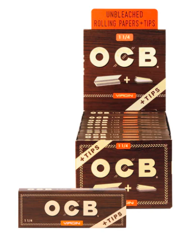 Photograph of product: OCB Virgin 1 1/4 Size Papers w/ Tips