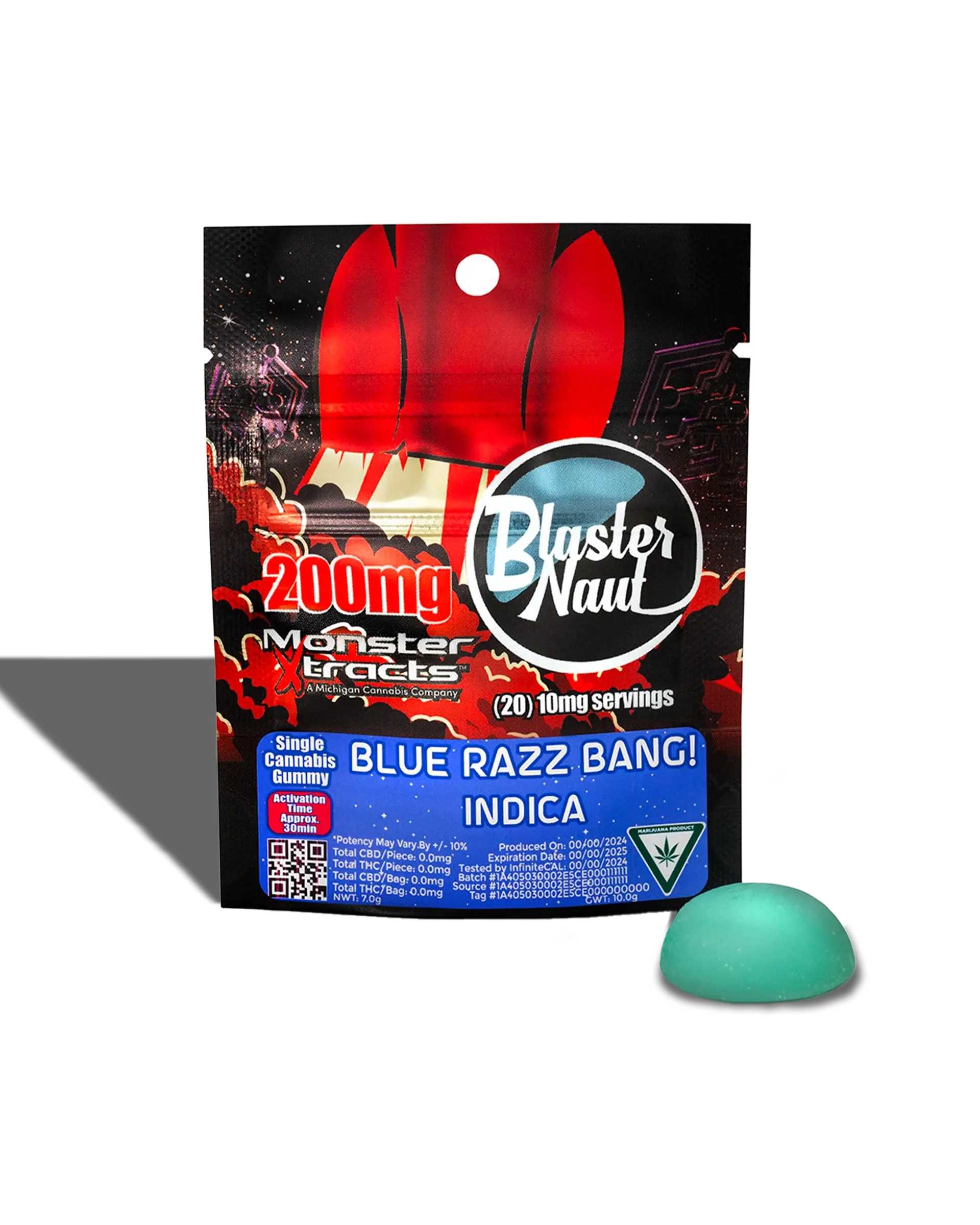 Photograph of product: Monster- Blue Razz Bang Blaster Naut 200mg (1 Piece) (Oui'd)