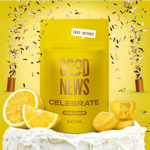 Photograph of product: Good News | 100mg Gummies | Celebrate Sour Lemon