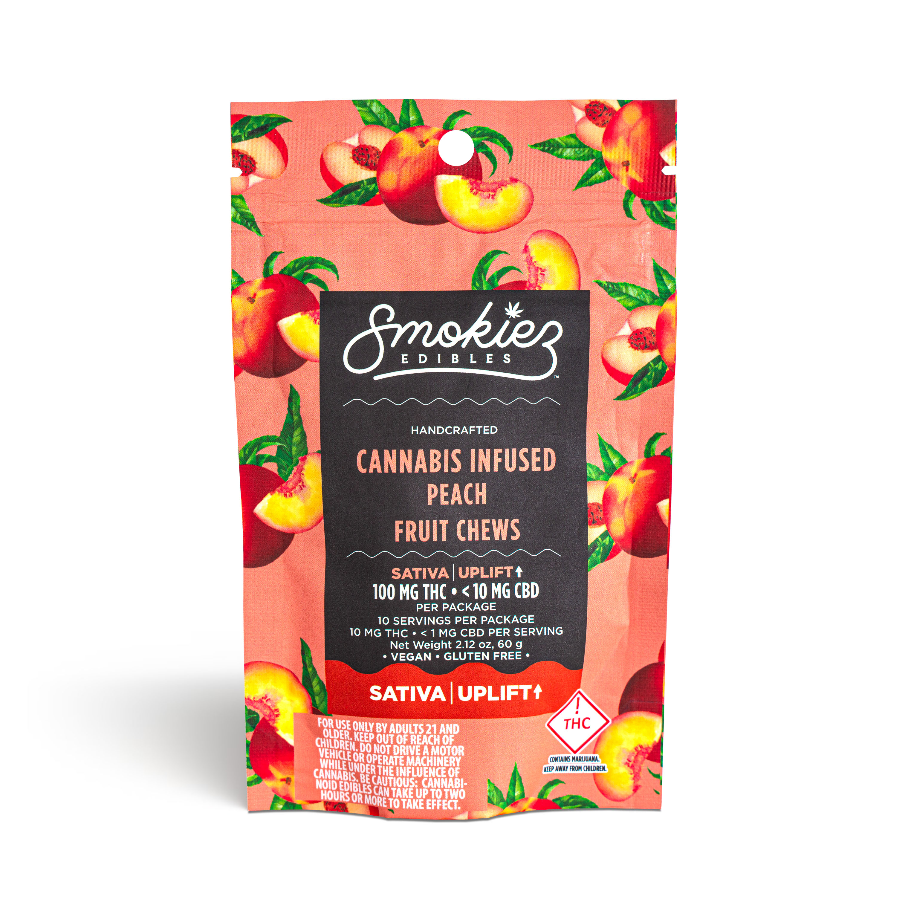 Photograph of product: Sweet Peach Fruit Chews (Oui'd) - 100mg