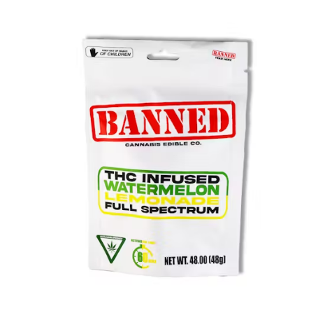 Photograph of product: BANNED EDIBLE CO. | WATERMELON LEMONADE - 200MG GUMMIES 4PK | HYBRIDMELON LEMONADE - 200MG GUMMIES 4PK | HYBRID
