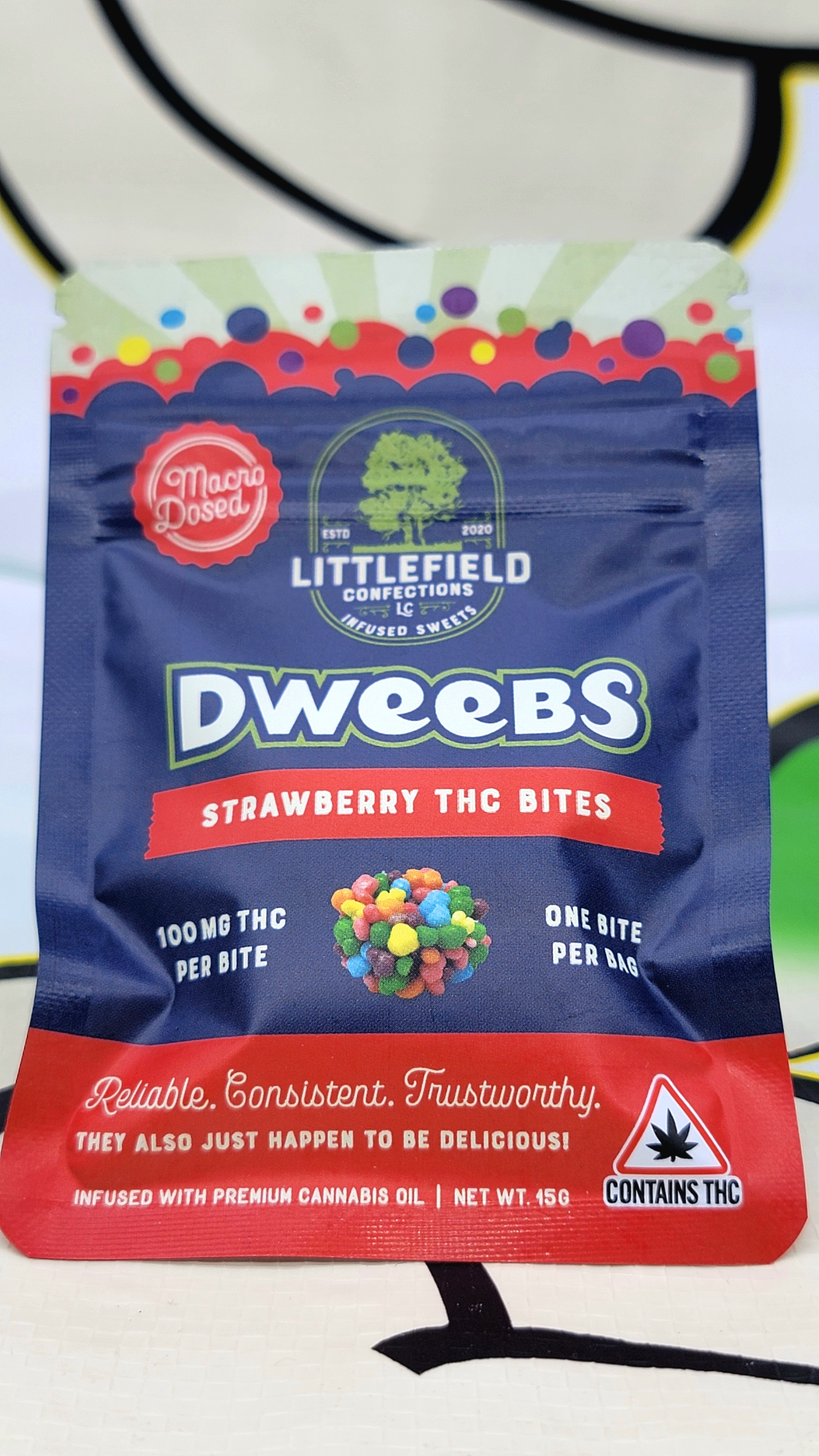 Photograph of product: Littlefield Confections - 100mg Strawberry Dweeb