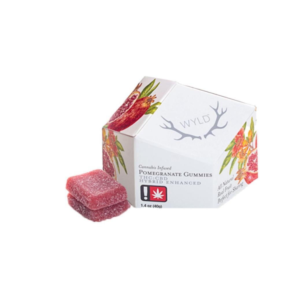 Photograph of Product: Pomegranate 1:1 CBD + Hybrid Enhanced Gummies