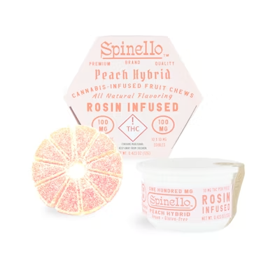 Photograph of product: SPINELLO - PEACH HYBRID LIVE ROSIN GUMMY (1PC) (100MG) (H)