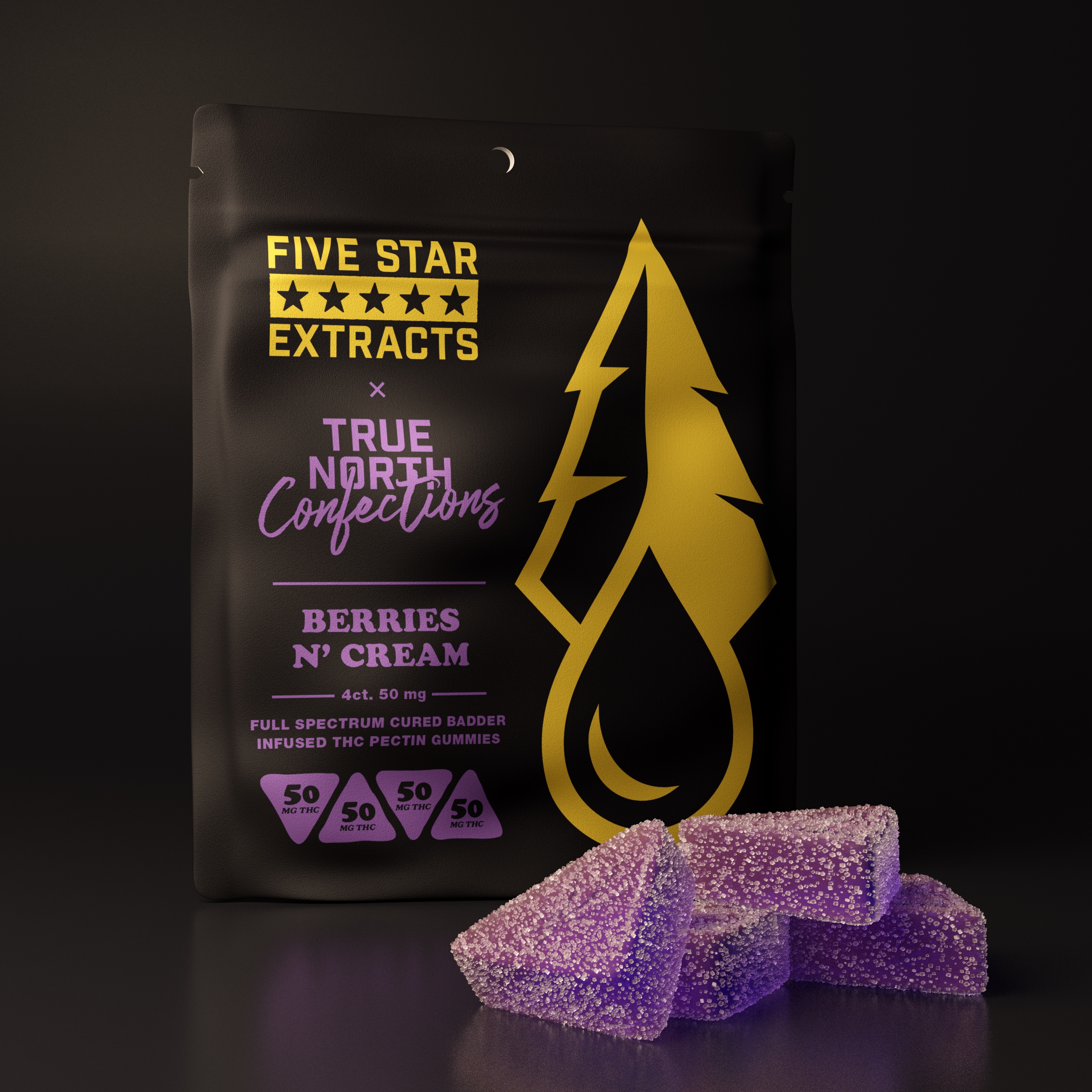 Photograph of Product: Five Star Extracts - Gummies - 200mg 4x50mg - Full Spectrum - Berries & Cream
