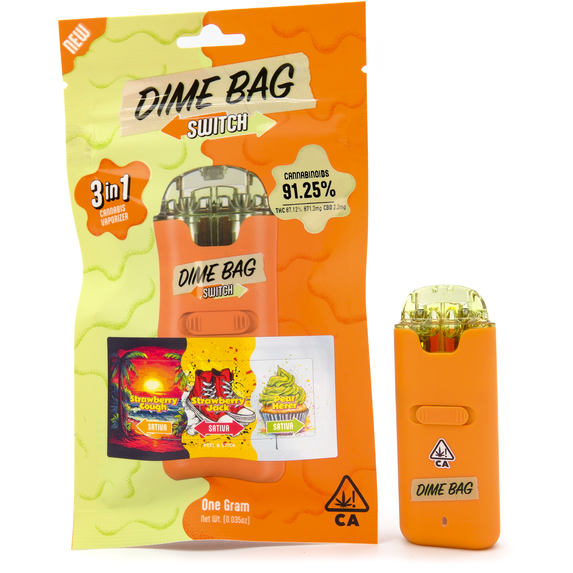 Photograph of product: DimeBag - Strawberry Cough x Pear Herer 1g All-in-One