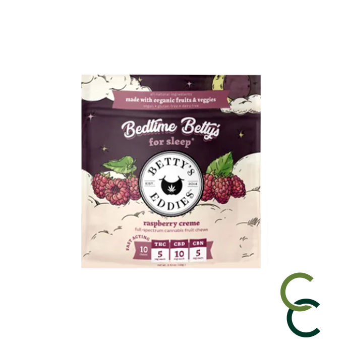 Photograph of product: Bedtime Raspberry Creme Taffy - 1:2:1 (TH-oui:CBD:CBN)