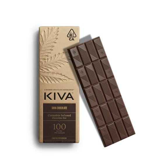 Photograph of product: Kiva - 100mg Chocolate Bar (Dark Chocolate) - 