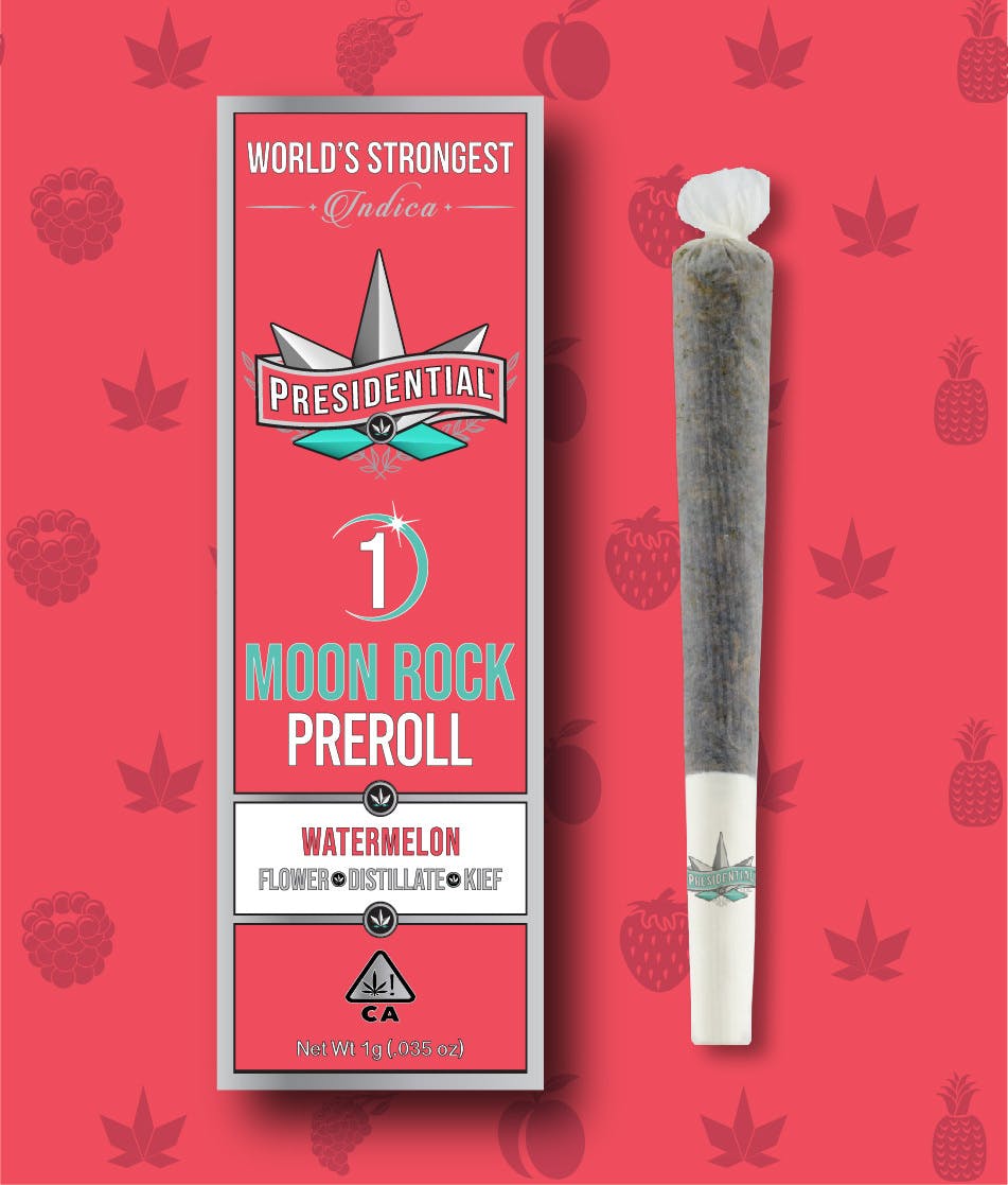 Photograph of product: PRESIDENTIAL | WATERMELON | MOONROCK INFUSED PREROLL | 1G