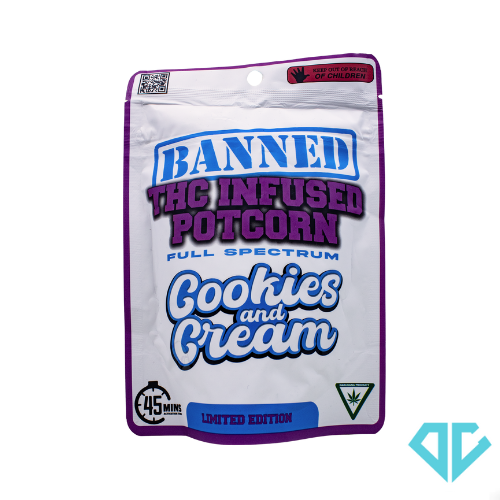 Photograph of product: Banned Cookies and Cream Potcorn 200mg