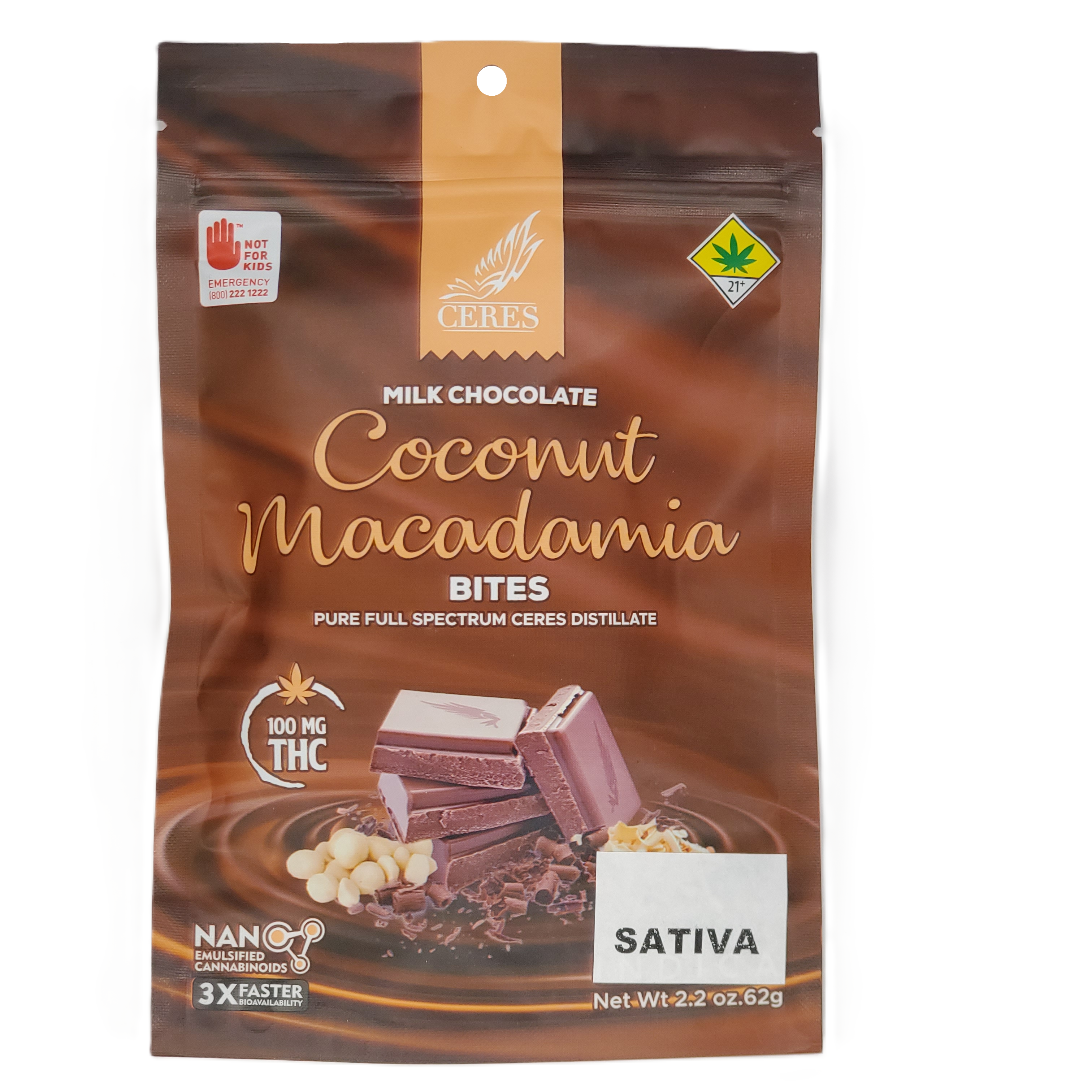 Photograph of product: Ceres Chocobites Oui'd Cocomac 10pk 100mg