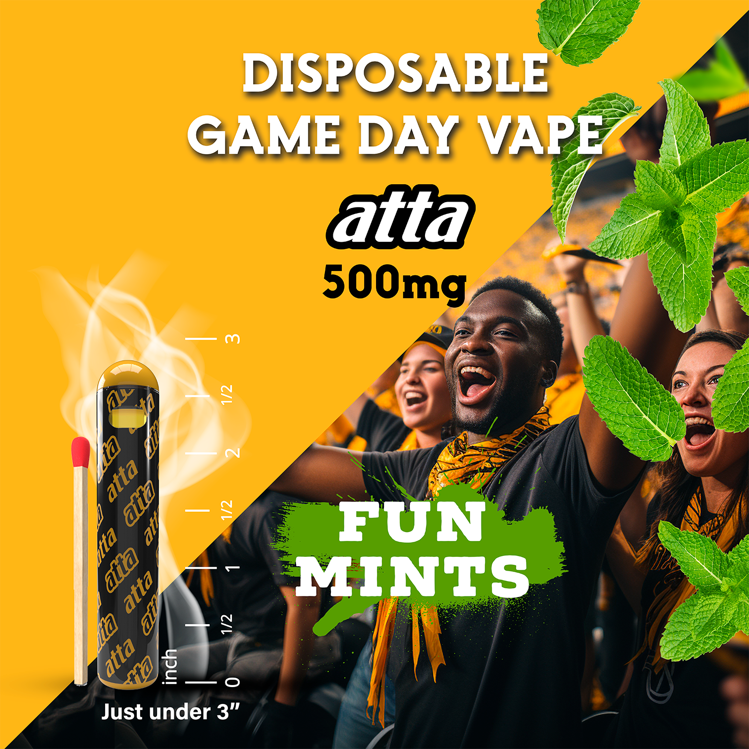 Photograph of product: Atta - Disposable Game Day Vape Fun Mints Vape - .5g