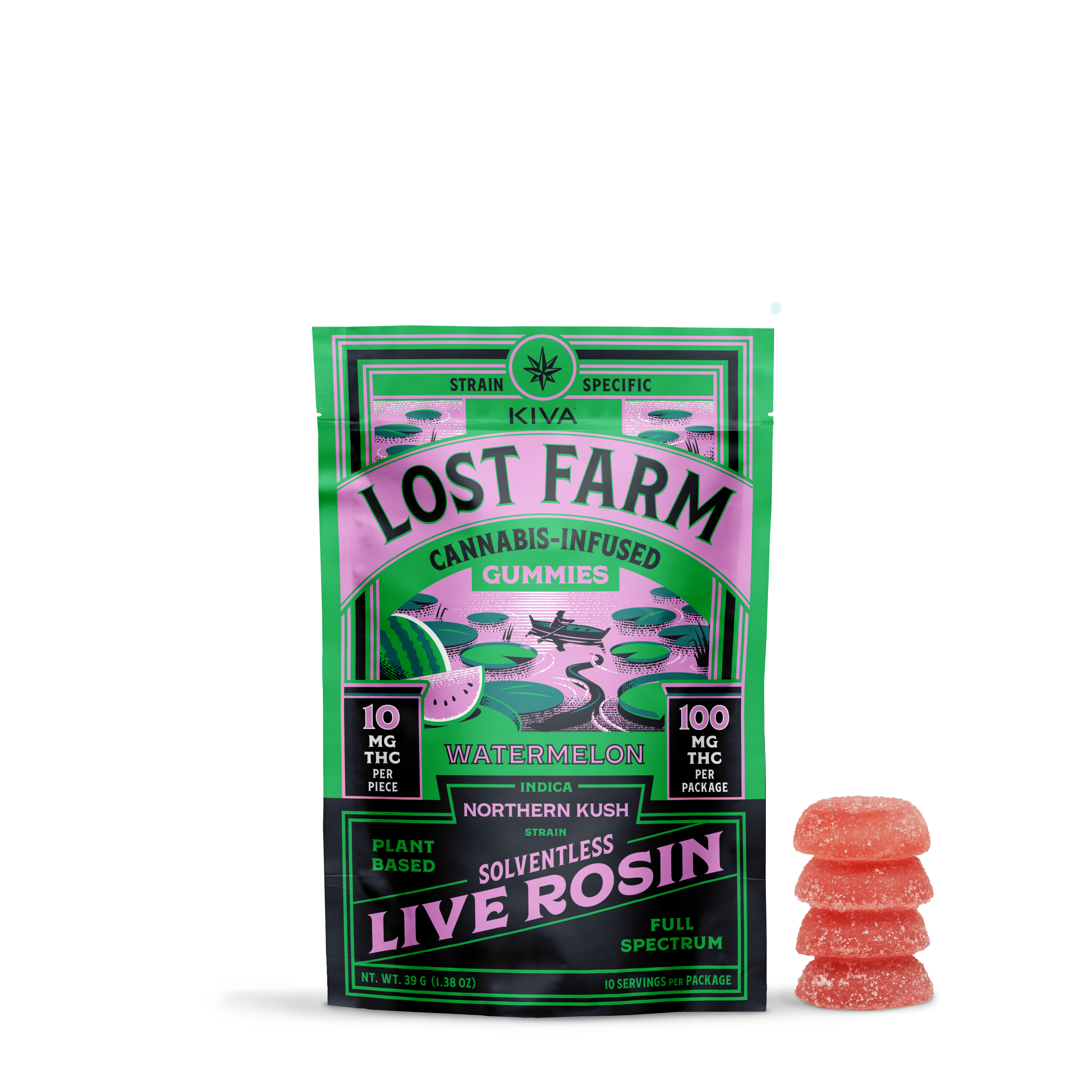 Photograph of product: Lost Farm 'Watermelon x Fatso Live Rosin Gummies [10pk]