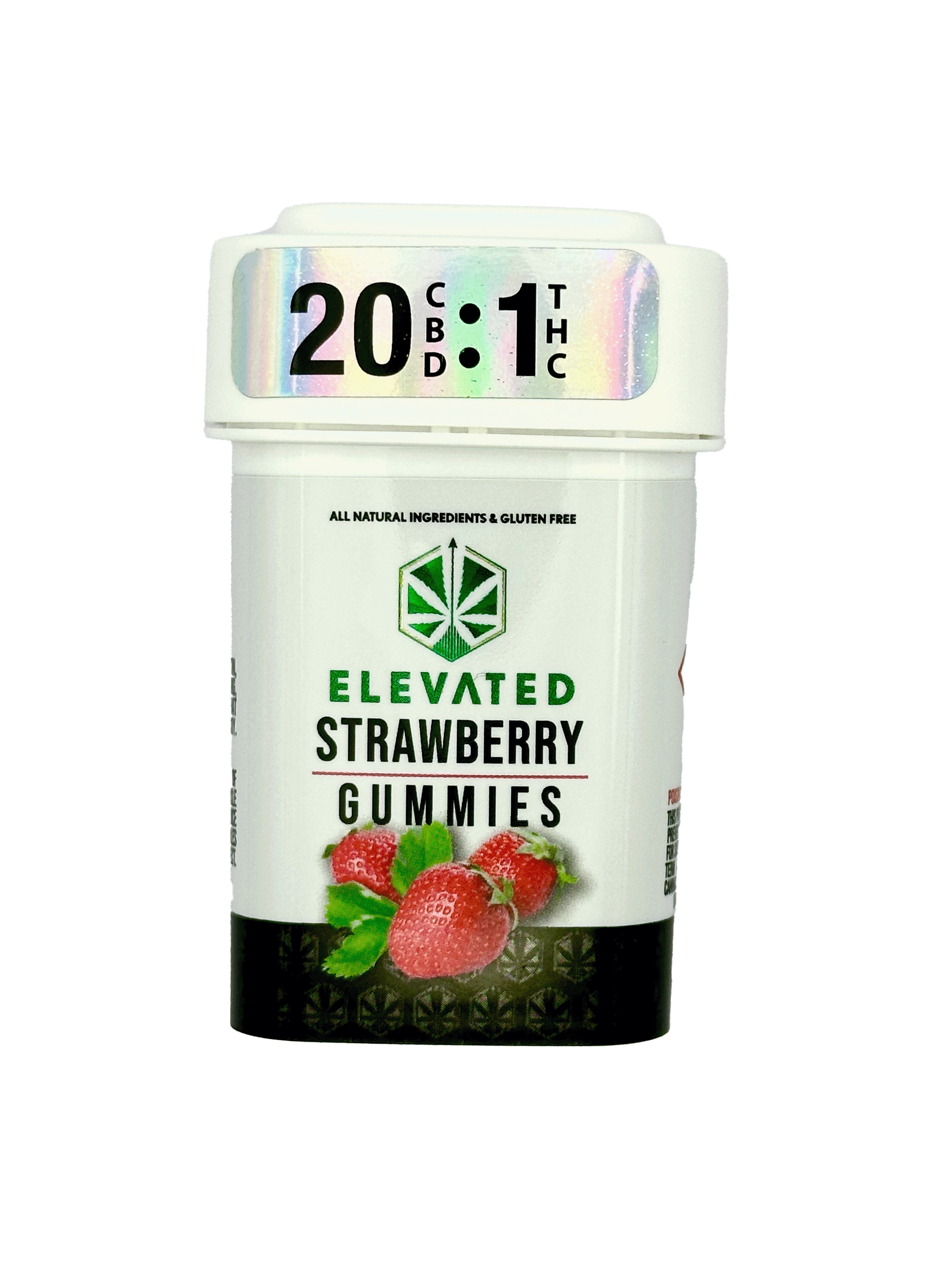 Photograph of product: Elevated - Gummies - Rare - 10mg - Strawberry ENERGY (S) - 20:1 CBD:TH-oui