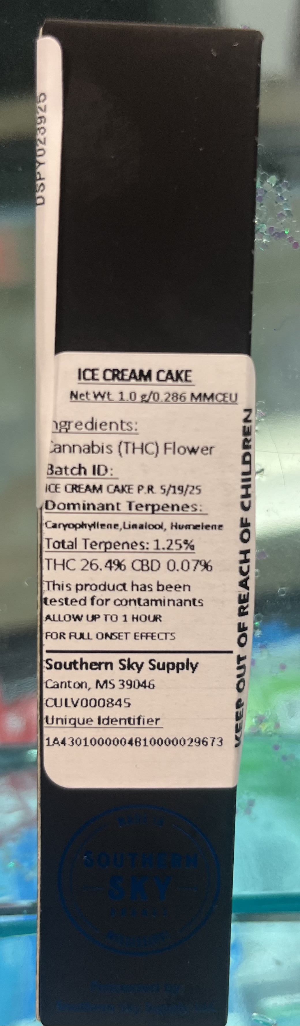 Photograph of product: Southern Sky | 1g | Ice Cream Cake | Pre-Roll