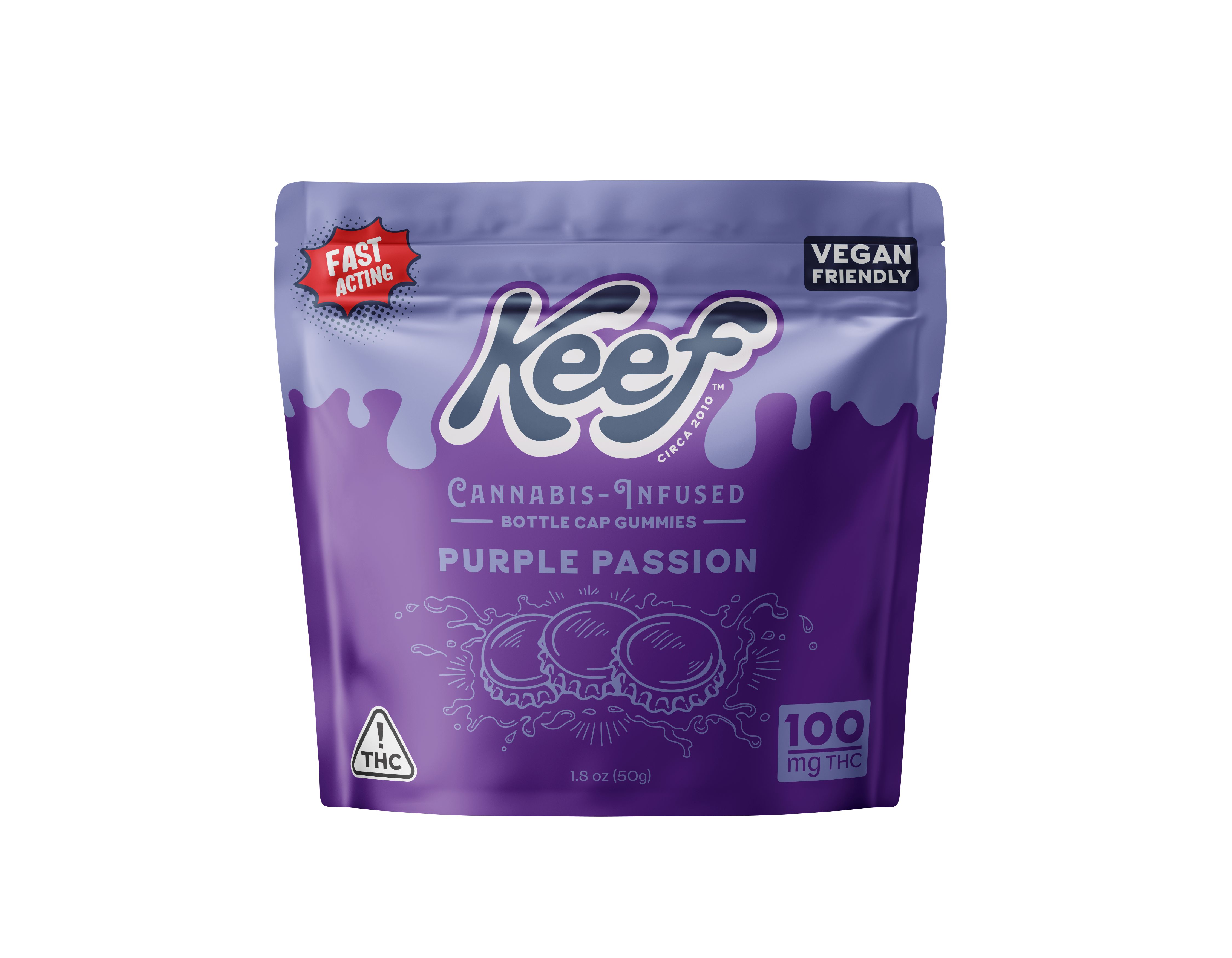 Photograph of product: Keef Bottle Cap Gummies Purple Passion