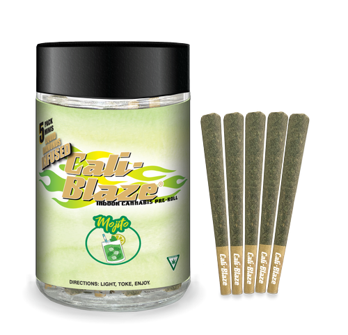 Photograph of product: Cali Blaze - Mojito - Diamonds Infused Pre-Roll Pack - 3.5g (5x0.7g)