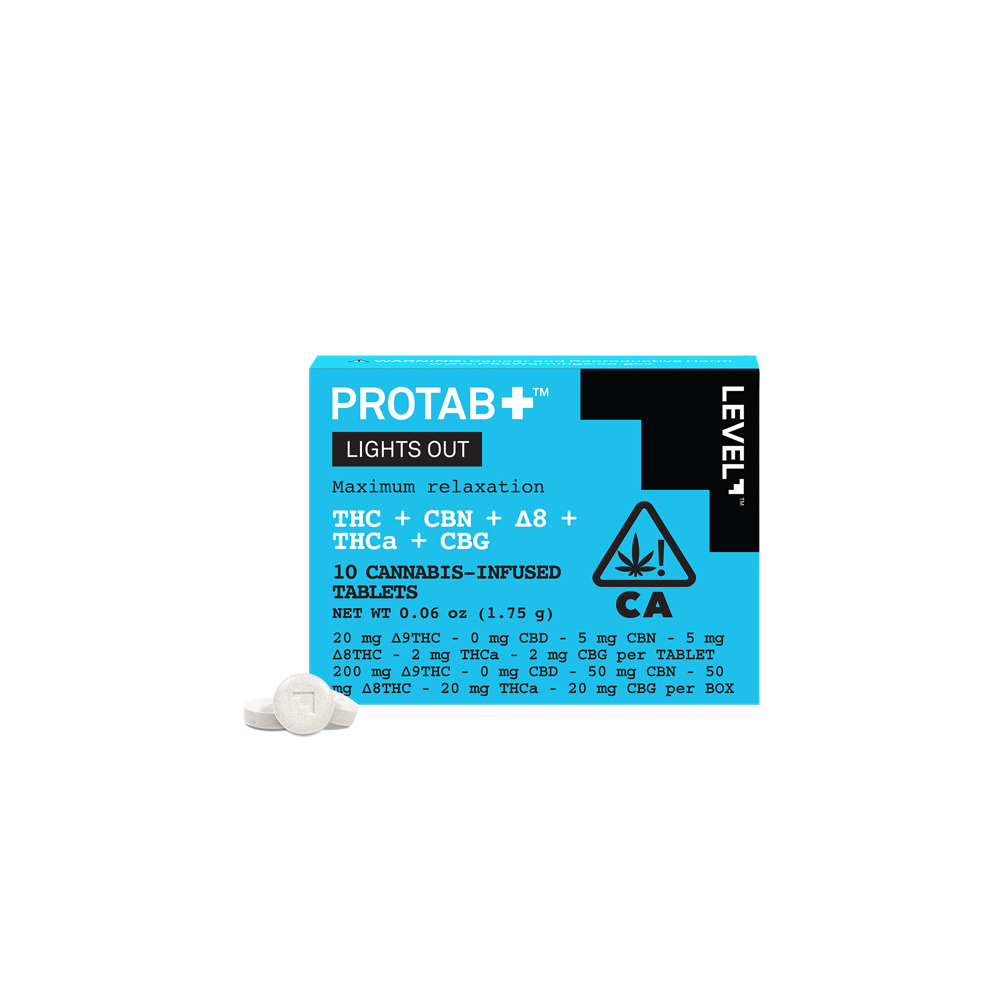 Photograph of product: Level - Protab - Lights Out - Tablet - 10ct - 20mg TH-oui/5mg CBN/5mg Delta-8TH/2mg CBG