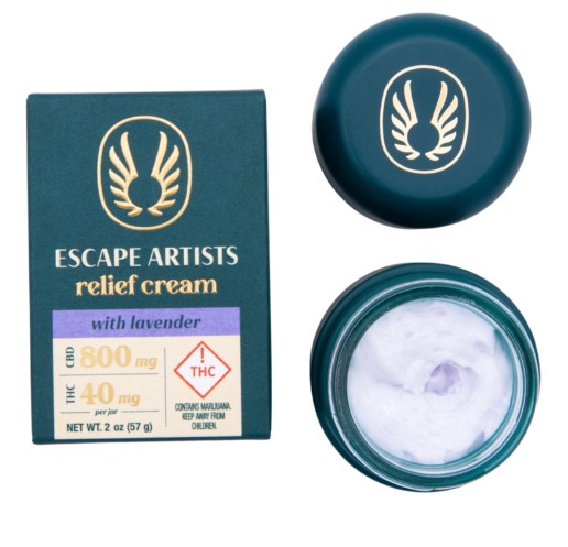 Photograph of Product: ESCAPE ARTISTS 40MG 20:1 CBD:THC RELIEF CREAM WITH LAVENDER