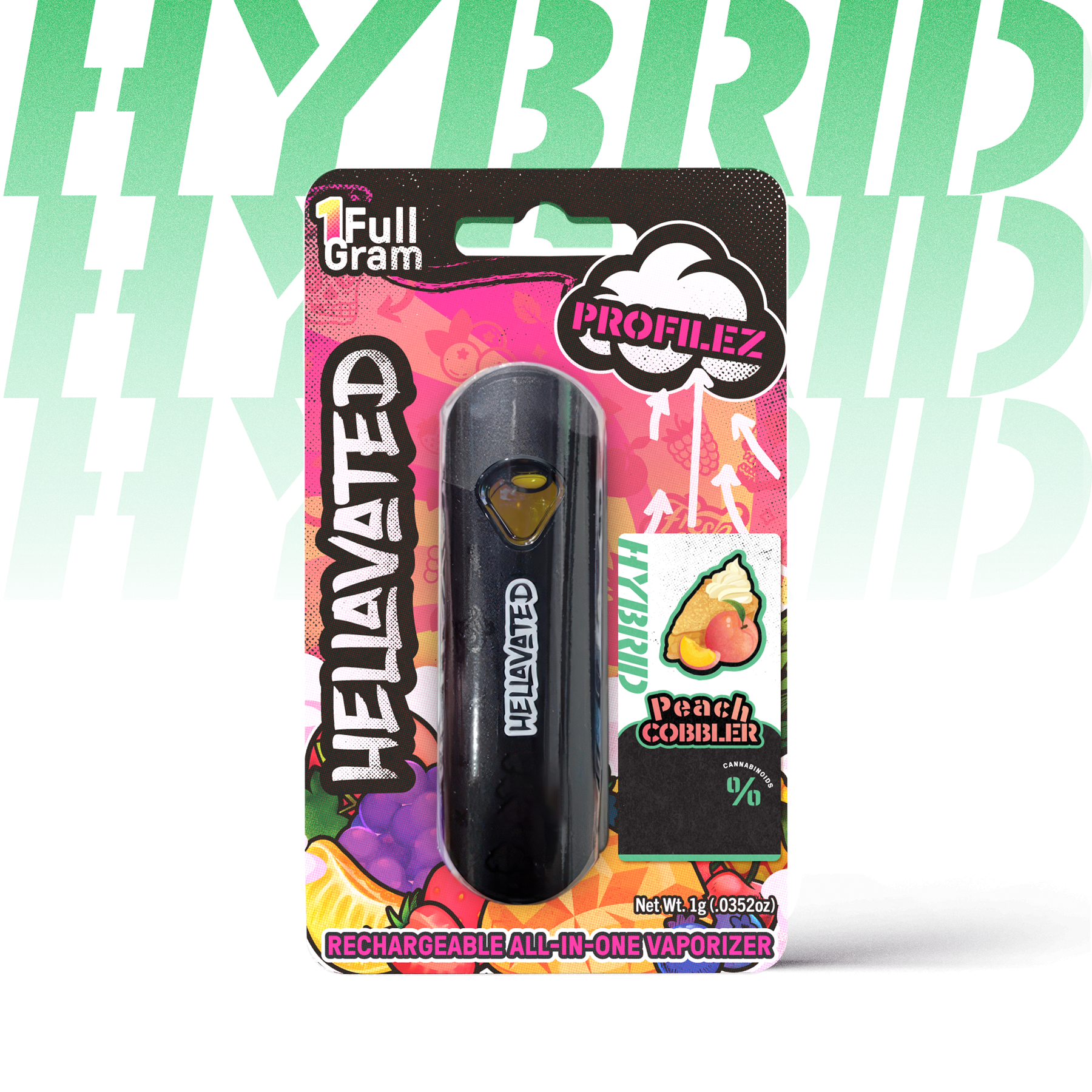Photograph of product: Hellavated - PEACH COBBLER - Disposable Distillate Cartridge - - H