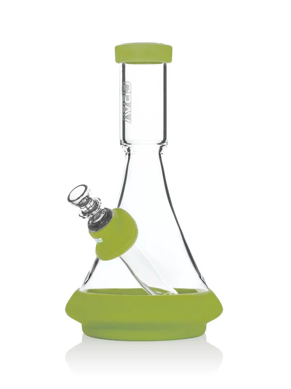 Photograph of product: GRAV - GLASS - DECO BEAKER WITH SILICONE - AVOCADO GREEN