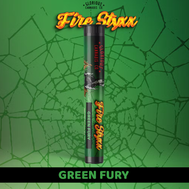 Photograph of product: Green Fury | 1g | Infused Pre Roll | Fyre Styxx