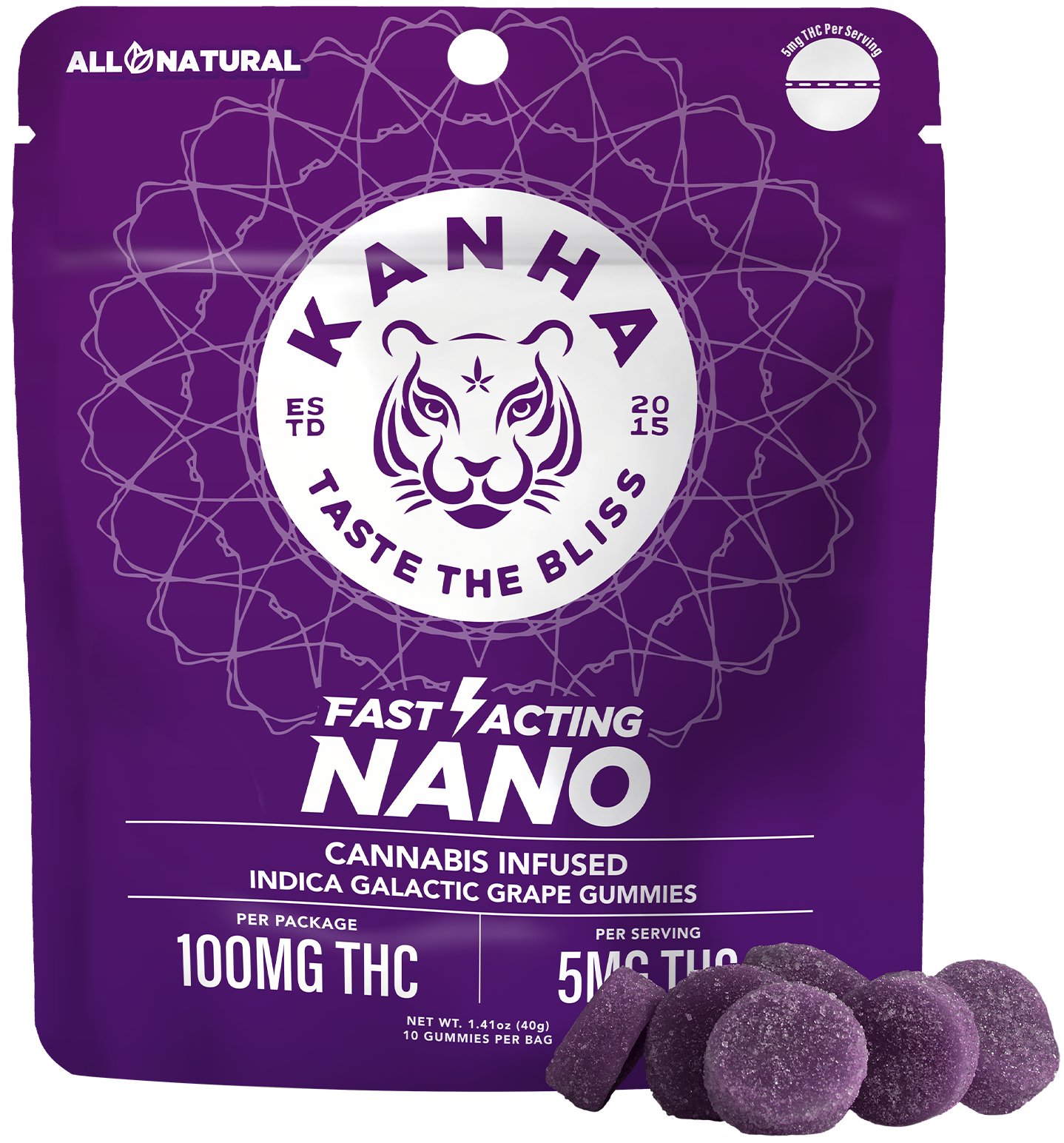 Photograph of product: Galactic Grape Nano Gummies | 100mg - Kanha