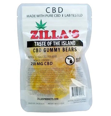 Photograph of product: Zilla's | 250mg CBD Gummies | Island