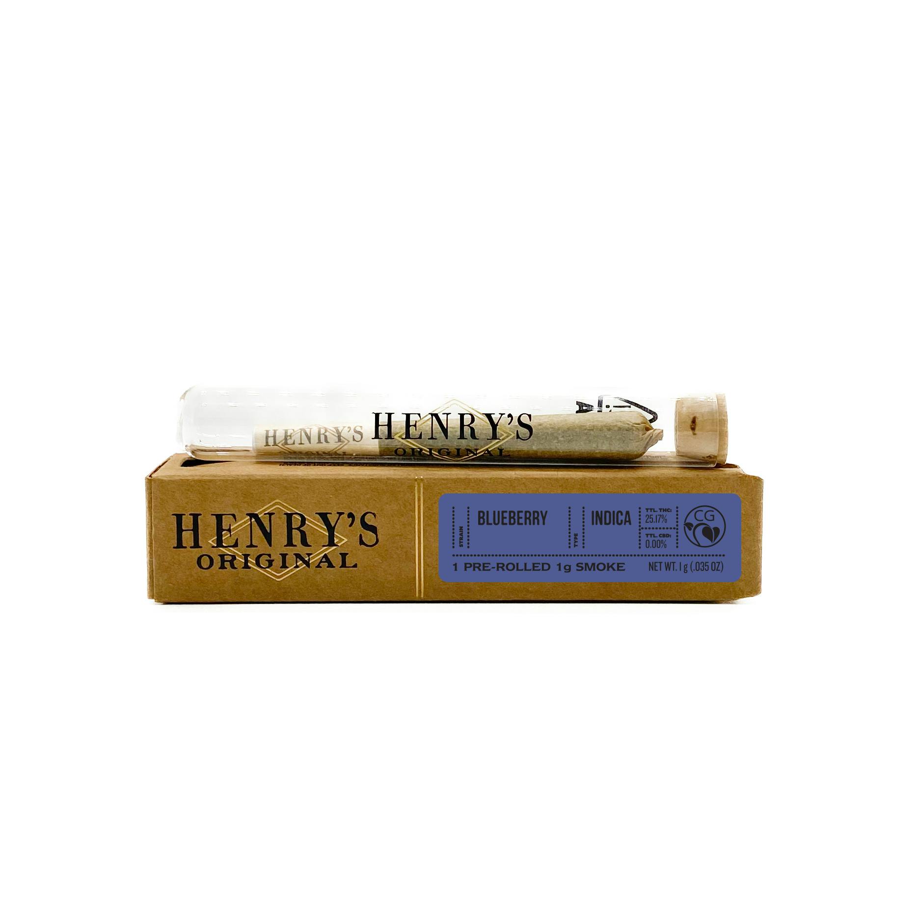 Photograph of Product: Henry's Original | Blueberry Pre-Roll | 1g