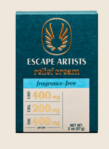 Photograph of product: Escape Artists | Relief Cream- 2:1:2 TH-oui:CBG:CBD 2.0oz- Fragrance Free