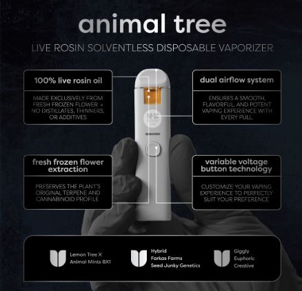 Photograph of product: Animal Tree Live Rosin 0.5g -Disposable