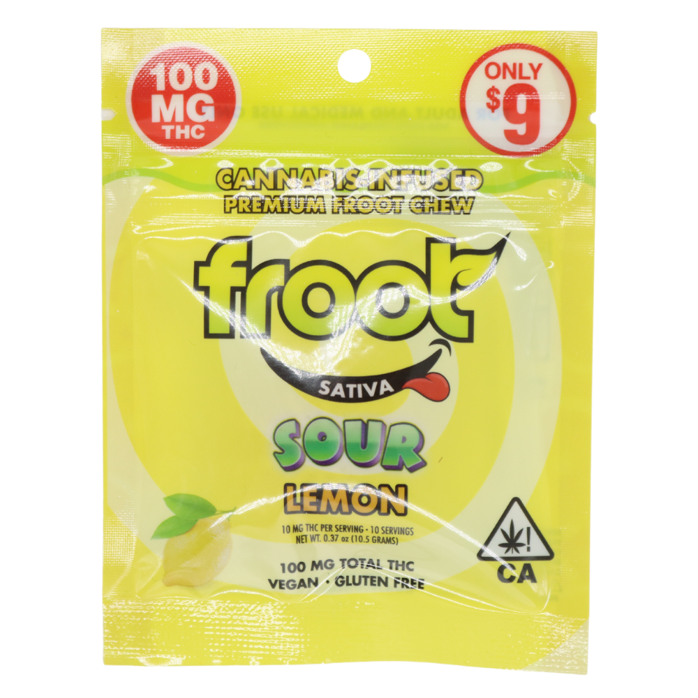 Photograph of product: Froot Gummy Single Cut-to-dose 100mg - Sour Lemon (S)