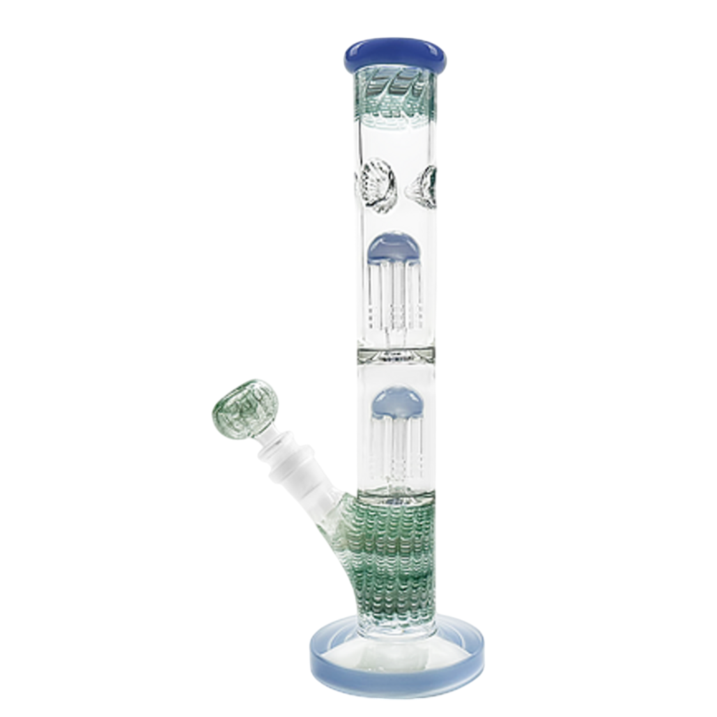 Photograph of product: 12" DoubleTree Showerhead Perc Bong | Assorted Colors | Comes w/Flower Bowl