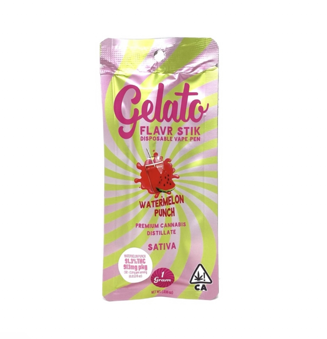 Photograph of product: Gelato: Watermelon Punch 1G Disposable Vape (S)