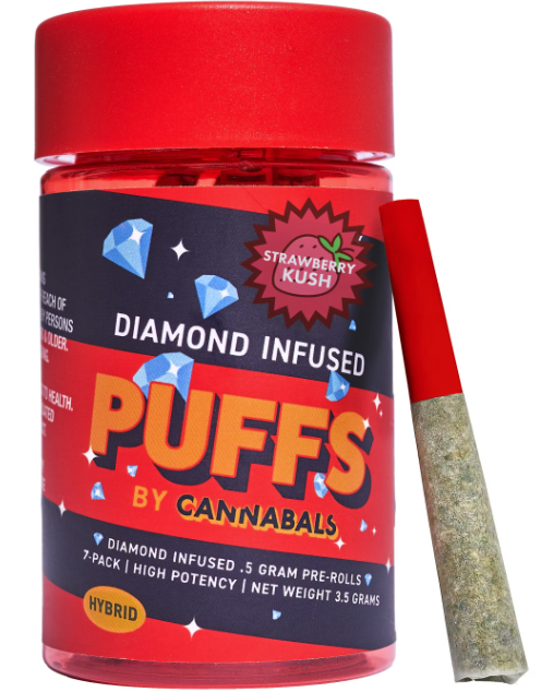 Photograph of product: Puffs - Strawberry Kush - Diamond Infused - 7 Pack